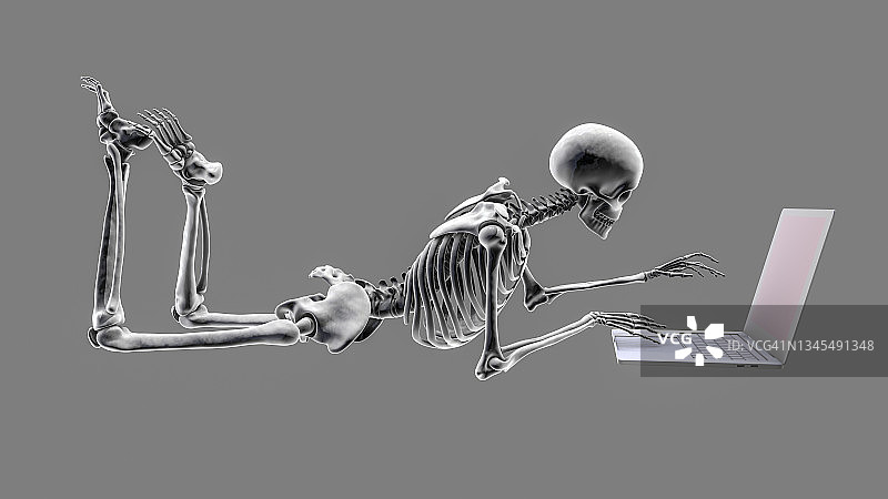 使用笔记本电脑的错误姿势插图图片素材