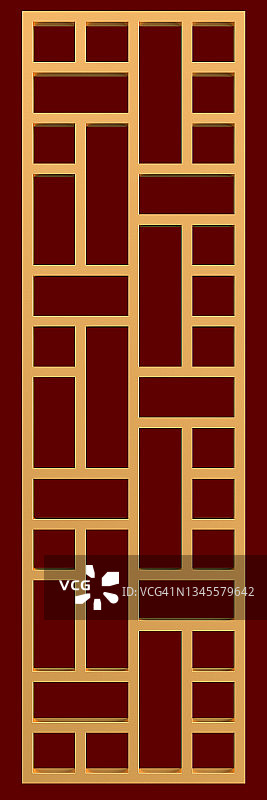 中式门图案3D插画图片素材