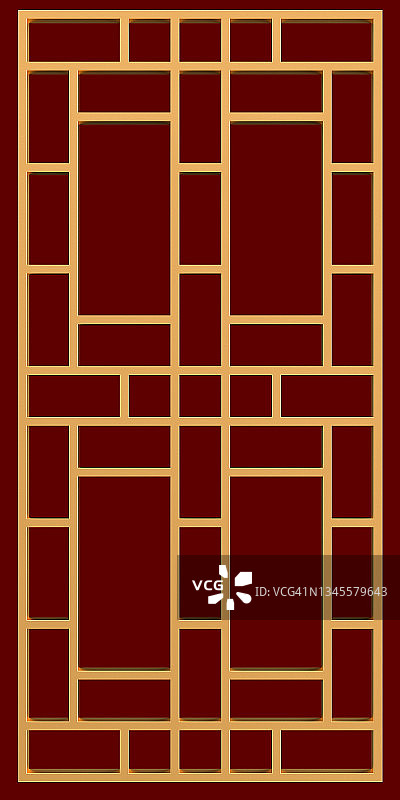 中式门图案3D插画图片素材