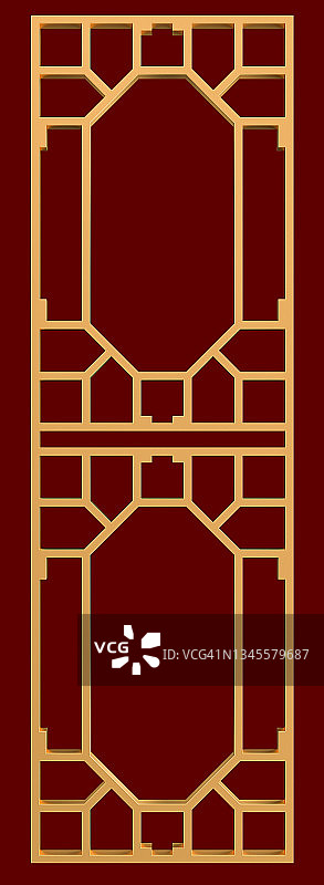 中式门图案3D插画图片素材