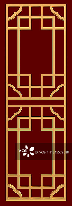 中式门图案3D插画图片素材