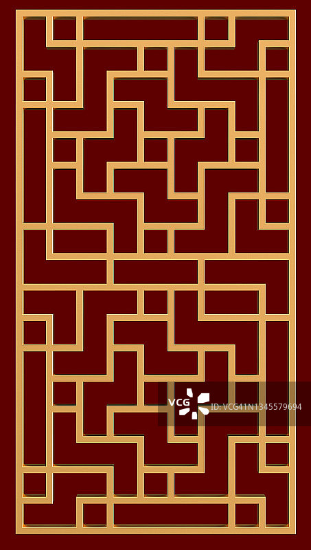 中式门图案3D插画图片素材