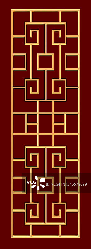 中式门图案3D插画图片素材