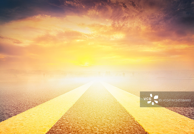 日落大道图片素材