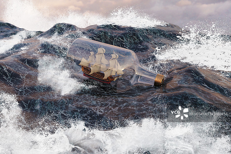 瓶中船图片素材