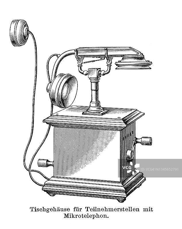 早期电话设备古老雕刻插图图片素材