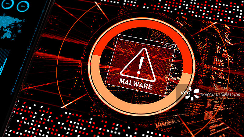 检测到恶意软件程序的抽象警告图片素材