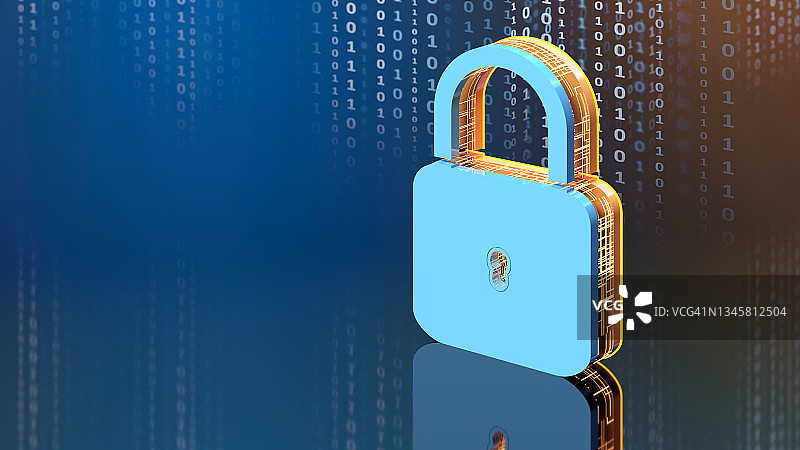 安全系统：数据保护，程序代码上的锁形标志数字背景图片素材