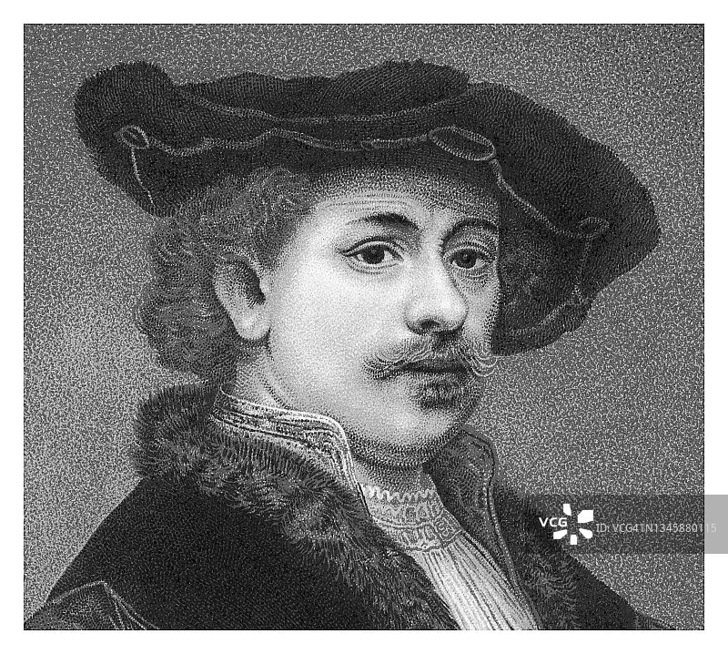 伦勃朗·哈尔曼松·凡·莱因34岁自画像图片素材