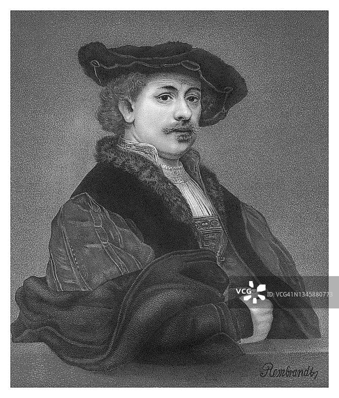 伦勃朗·哈尔曼松·凡·莱因34岁自画像图片素材