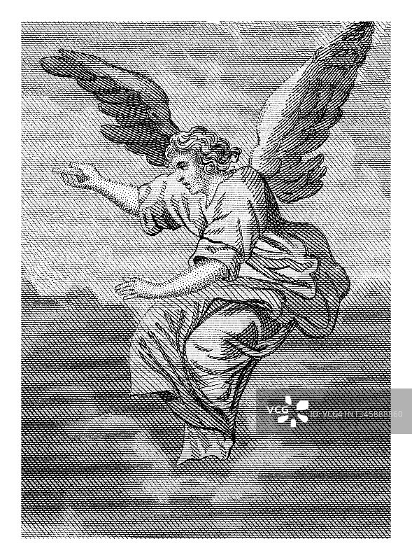 天使的古老雕刻插图图片素材