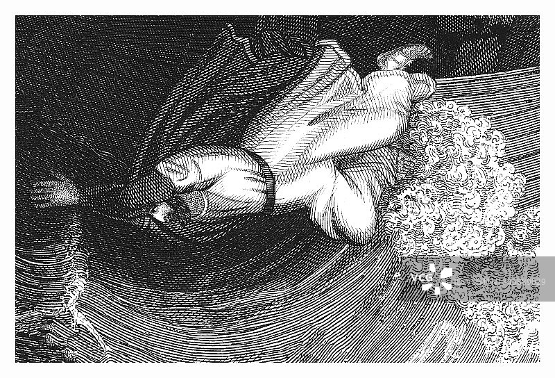 古老的雕刻插图：约拿图片素材