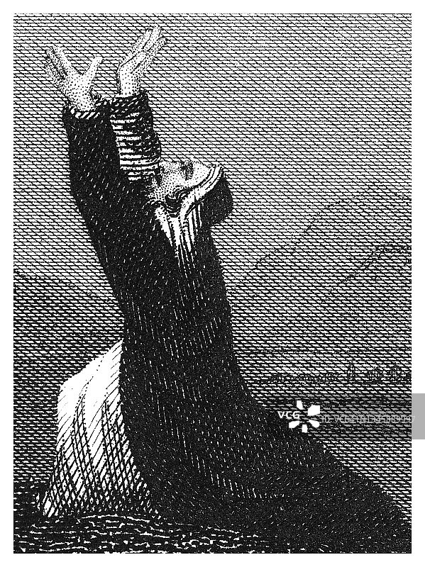 祈祷者的雕刻插图图片素材