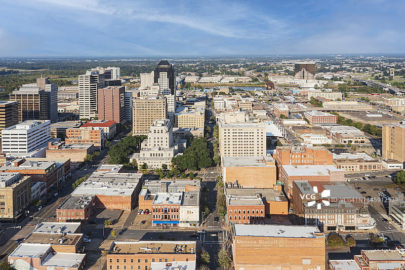 什里夫波特空景：跨越红河眺望博西尔城图片素材