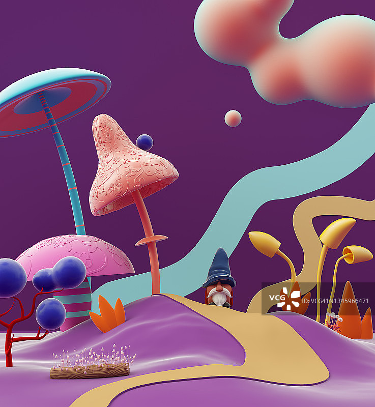 小矮人和蘑菇图片素材