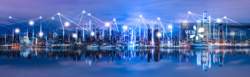 城市网络鸟瞰图图片素材