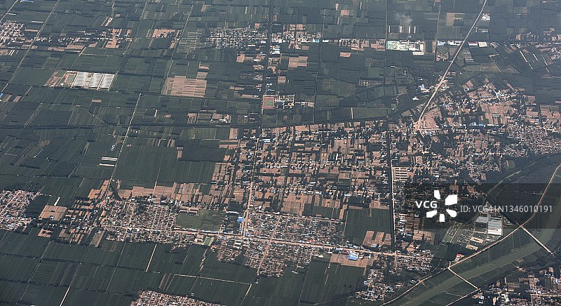 航拍华北平原村庄城镇耕地图片素材