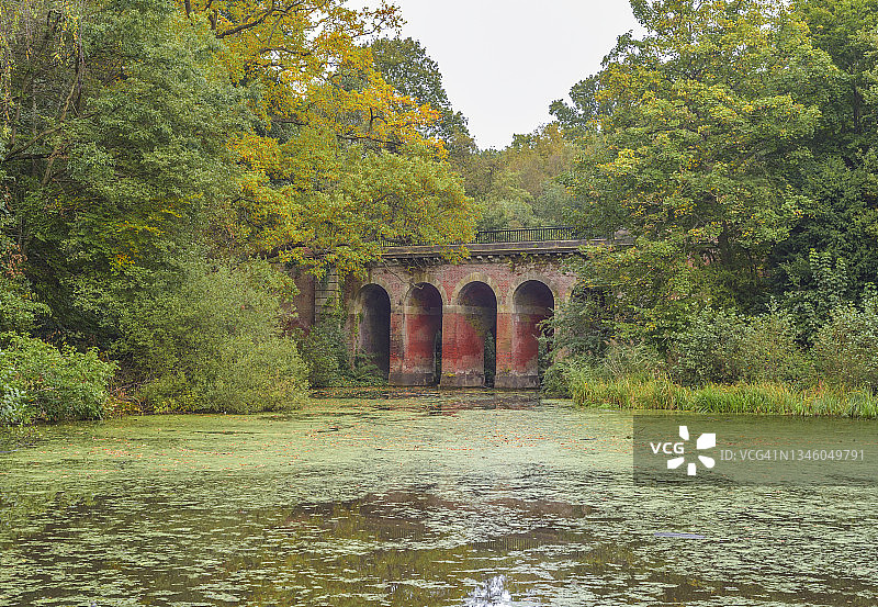 汉普斯特德荒原的高架桥和池塘图片素材