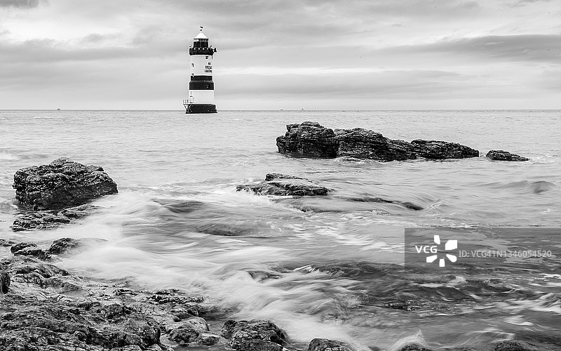 黑白彭蒙灯塔图片素材