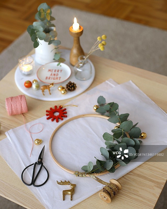 圣诞节花环俯视图图片素材