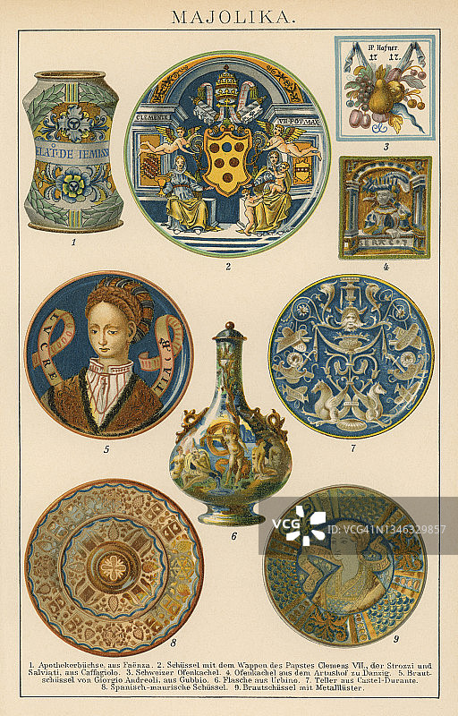 老式彩色石印画：马略卡艺术图片素材