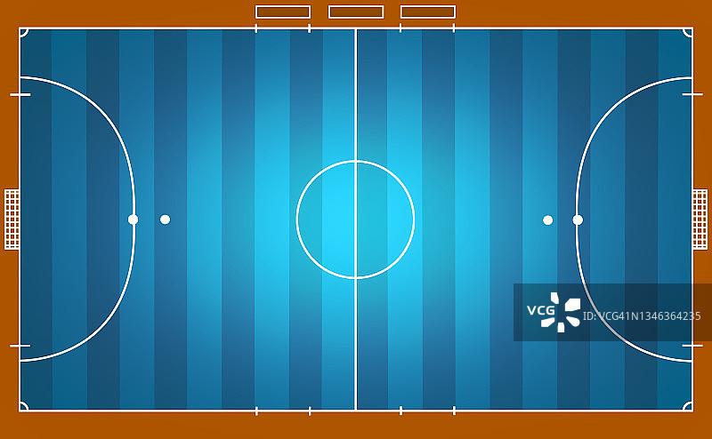顶视图 futsal 球场青蓝色背景插画图片素材