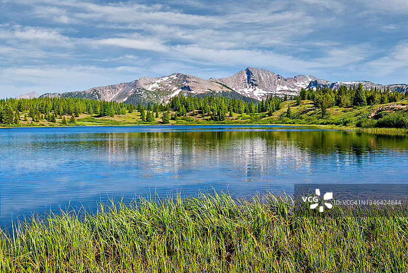 从小莫拉斯湖看到的斯诺登峰图片素材