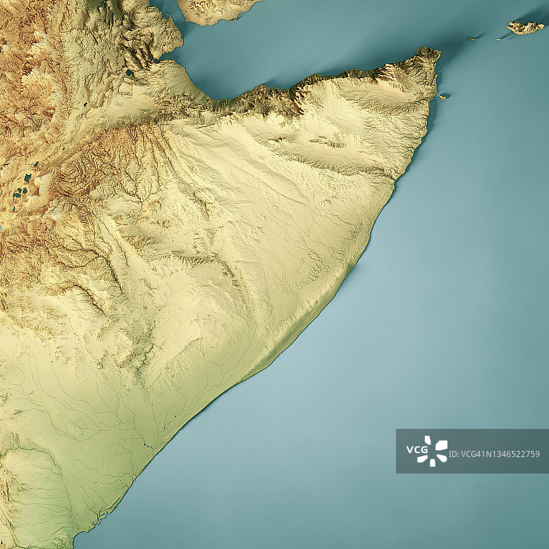 索马里3D渲染彩色地形图图片素材