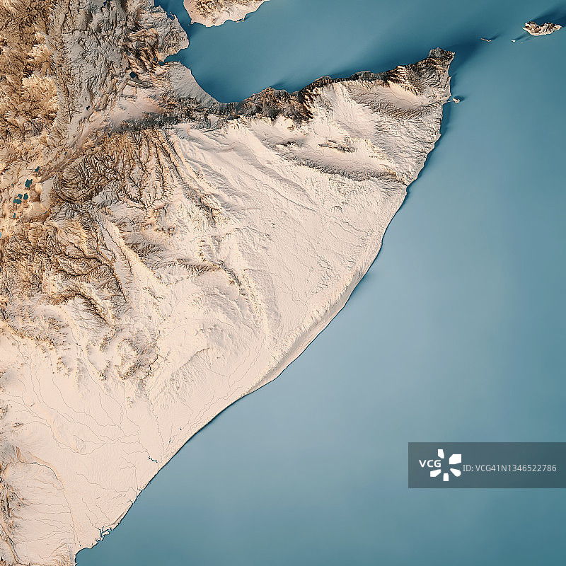 索马里地形 нейтральный 3D 渲染地图图片素材