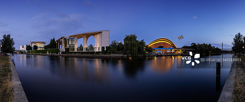 柏林天际线——总理府与世界文化宫（德国）图片素材