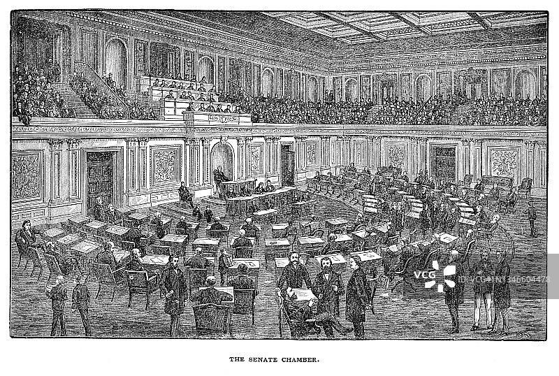 美国国会大厦参议院议事厅老照片图片素材