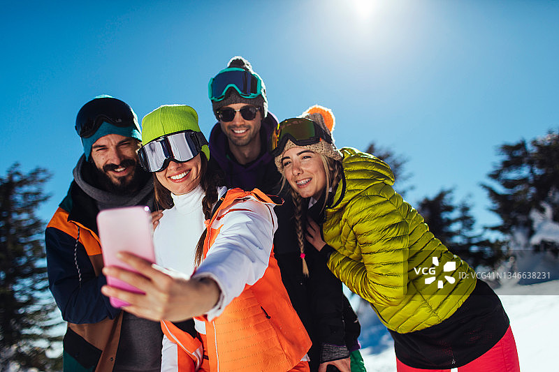 滑雪前的自拍图片素材