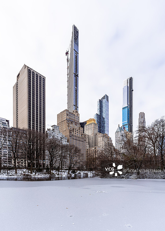 纽约中央公园的雪景图片素材