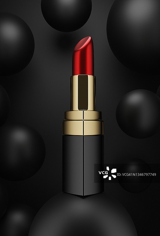红色口红特写图片素材