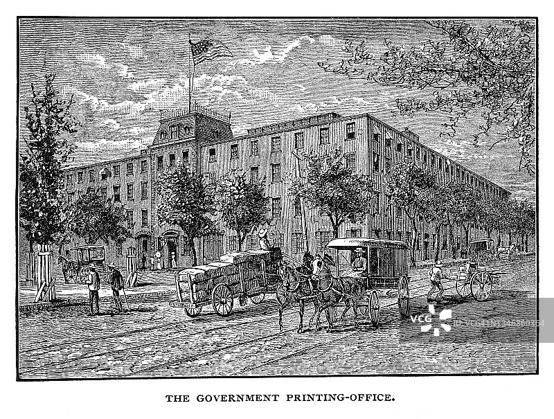 美国华盛顿特区政府印刷局古版画插图图片素材