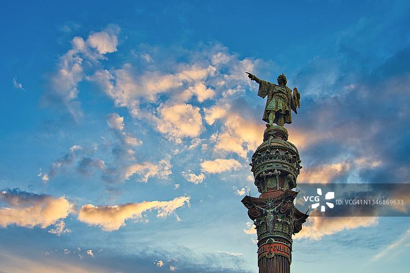 哥伦布纪念碑，西班牙巴塞罗那图片素材