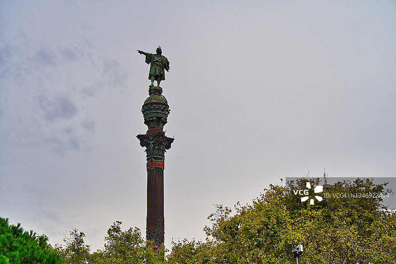 哥伦布纪念碑，西班牙巴塞罗那图片素材