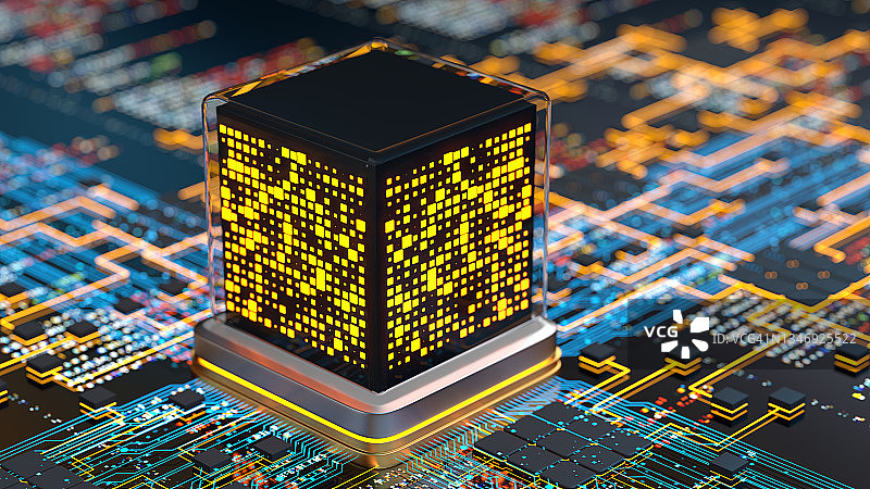 量子计算机CPU和计算机芯片概念中央计算机处理器图片素材