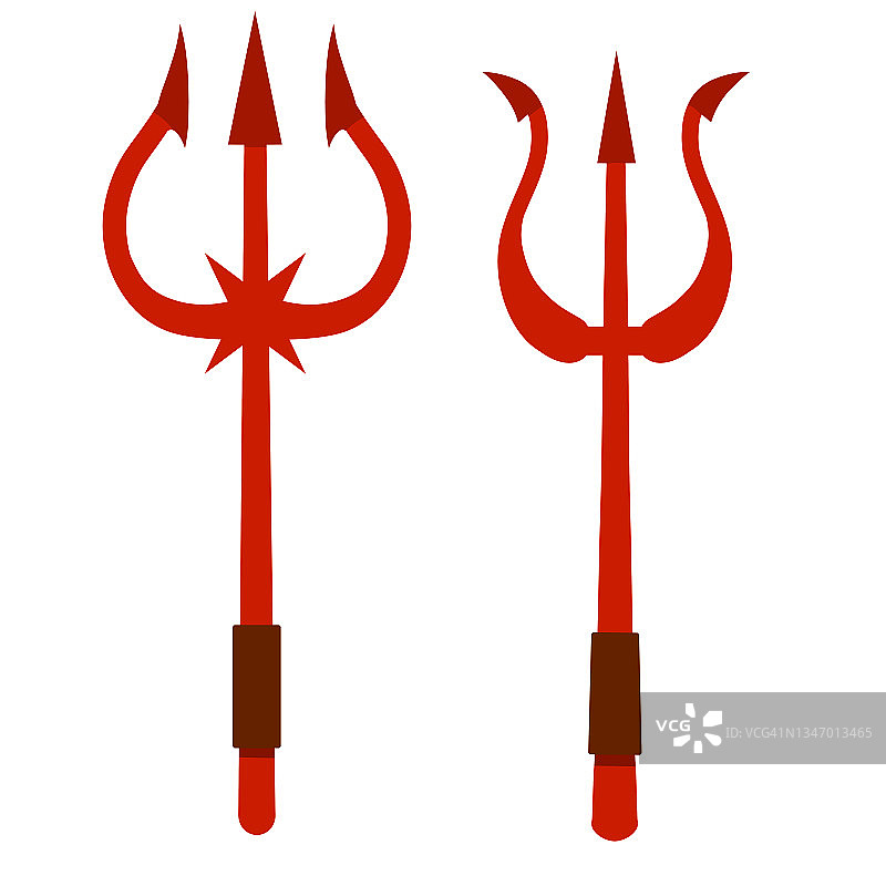魔鬼三叉戟，地狱叉，卡通扁平插画，万圣节素材图片素材