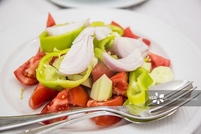 阿尔巴尼亚沙拉（含番茄、黄瓜、辣椒、洋葱）图片素材