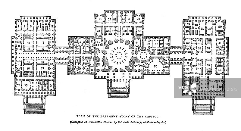 美国国会大厦地下室平面图老照片，华盛顿特区图片素材