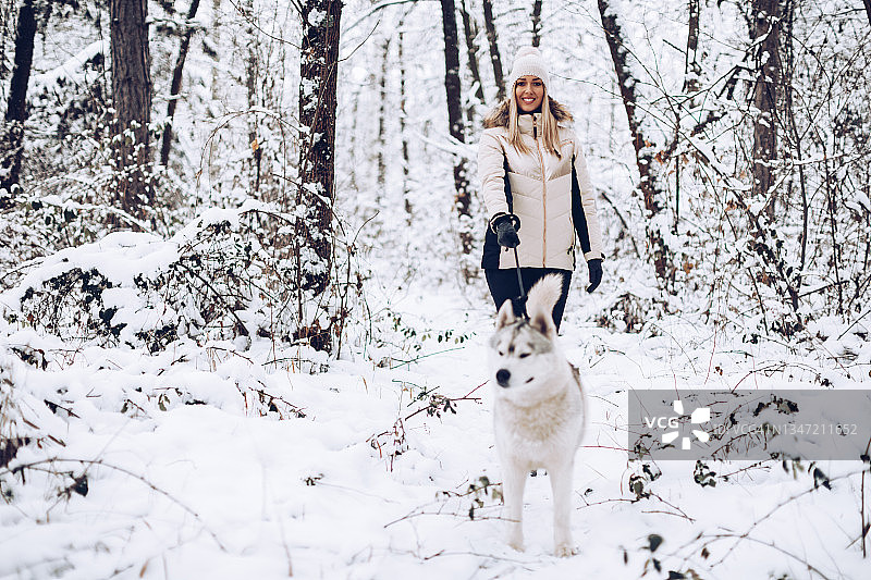 雪地上的美女与野兽图片素材