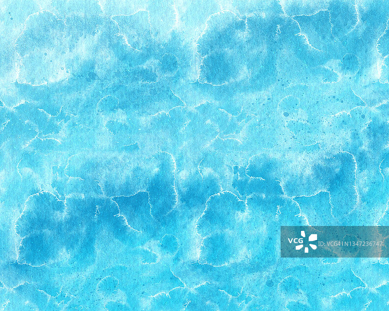 蓝色海浪抽象水彩背景。波浪图案。海浪图片素材