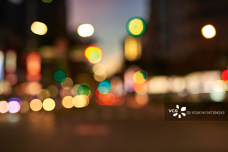 城市夜景散景模糊背景蓝色调抽象图片素材