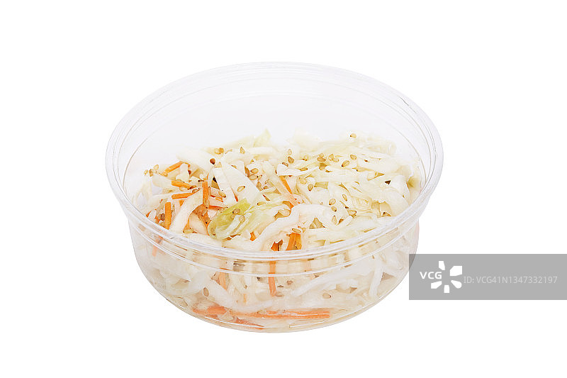 塑料碗里的芝麻拌卷心菜胡萝卜沙拉图片素材