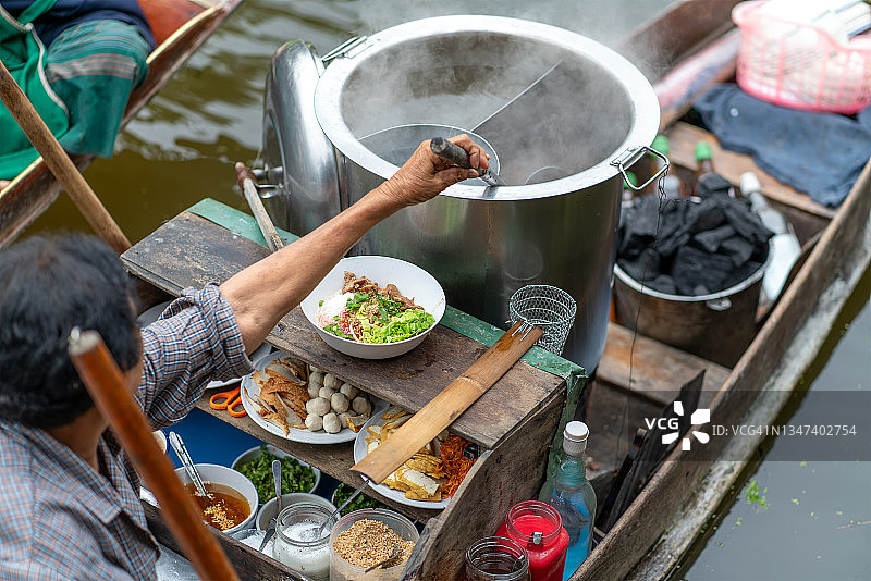 泰国著名水上市场鸟瞰图图片素材