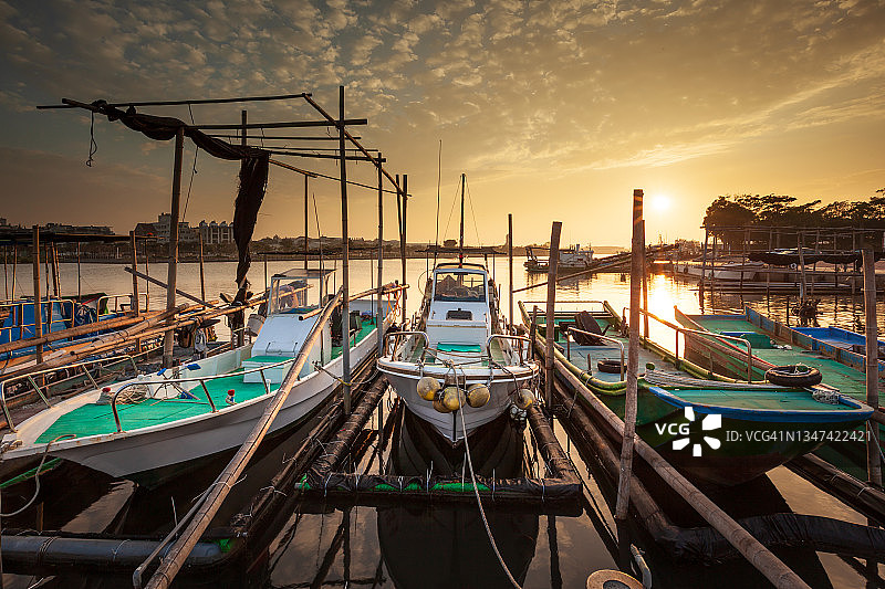 中国台湾安平渔港的黄昏图片素材