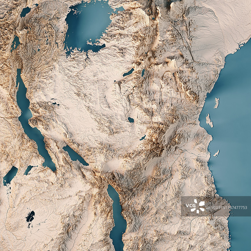 坦桑尼亚地形3D渲染中性地图图片素材