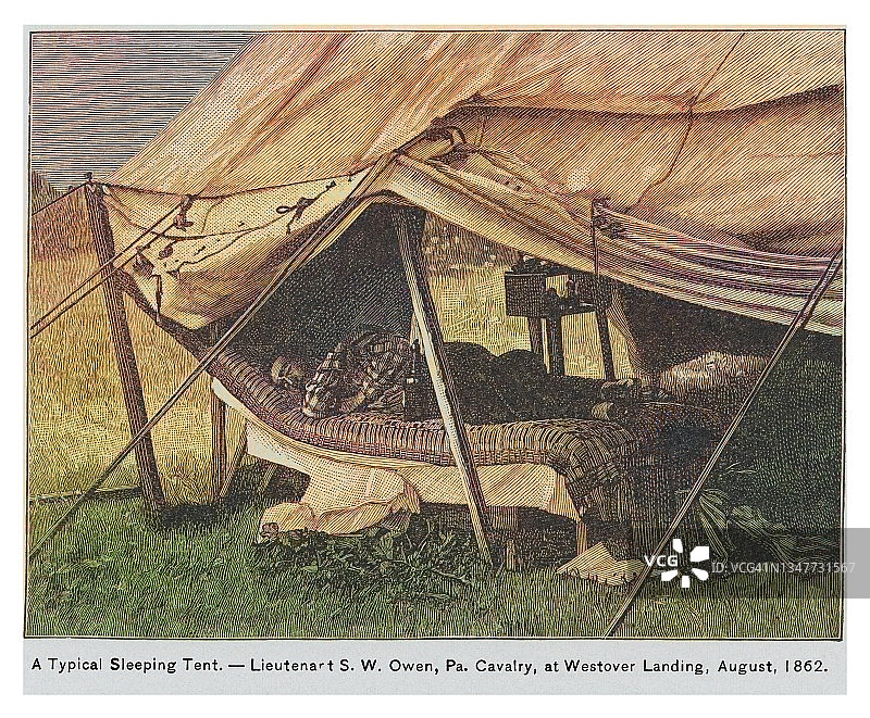 1862年8月西弗吉尼亚州欧文的睡帐老式雕刻插图图片素材