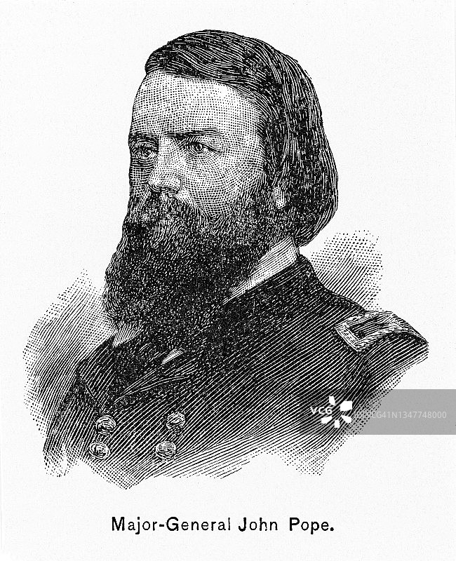 美国陆军军官约翰·波普将军肖像图片素材